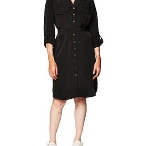Motherhood Maternity Black Button Up Front Long Sleeve Knee Length Dress Size LG